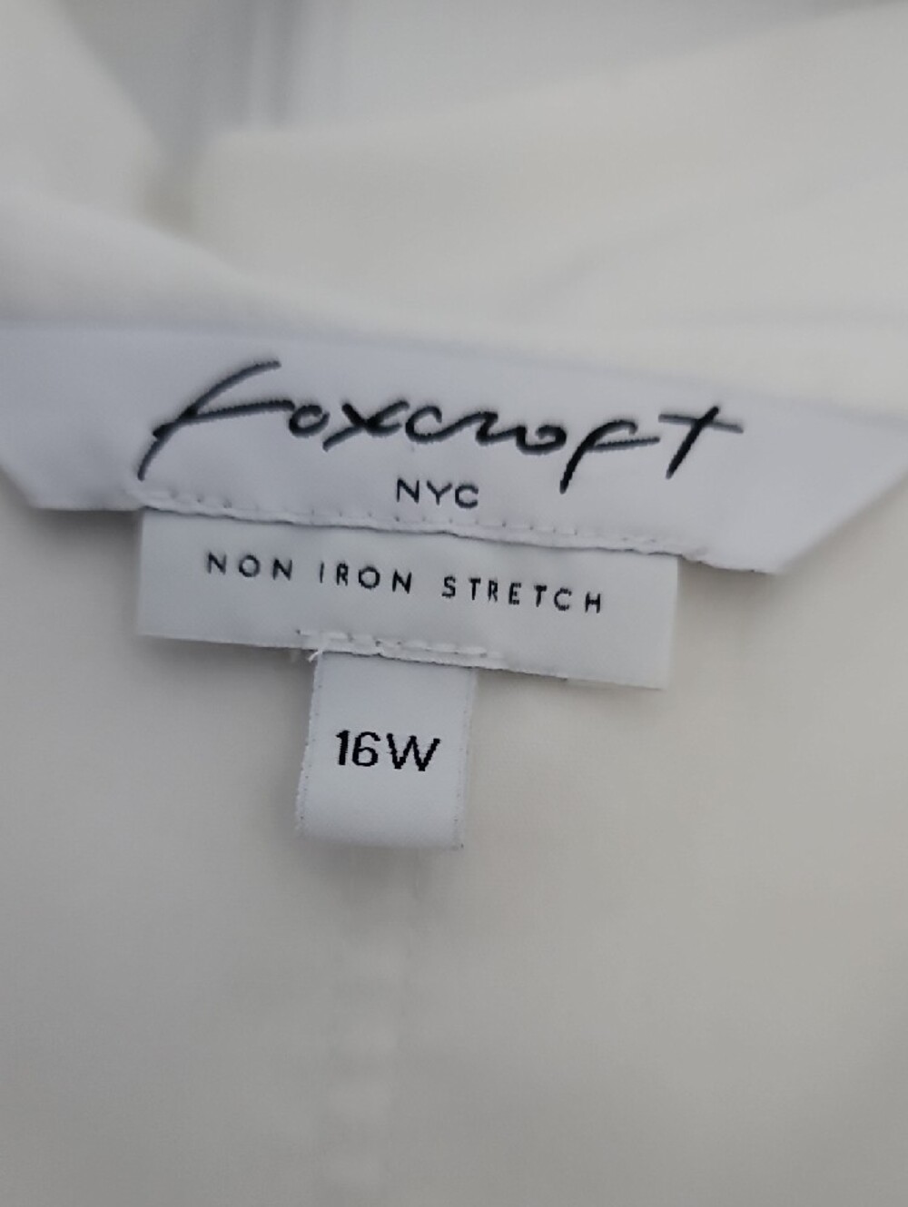 Foxcroft White Blouse with Black Logo Stitching - Picture 3 of 4